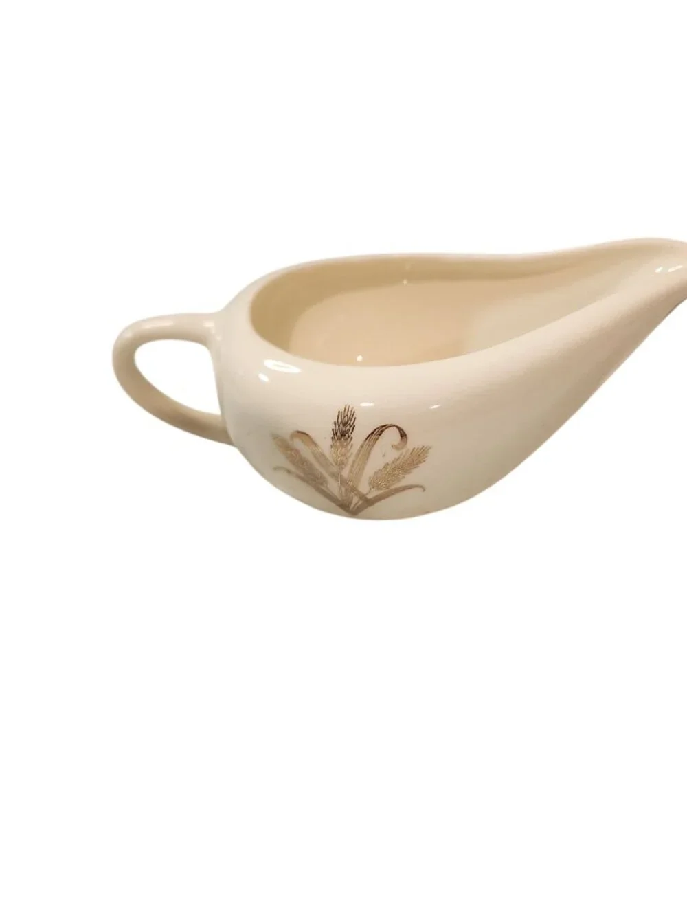 Unmarked USA Gravy Boat vintage, with golden wheat and fleur